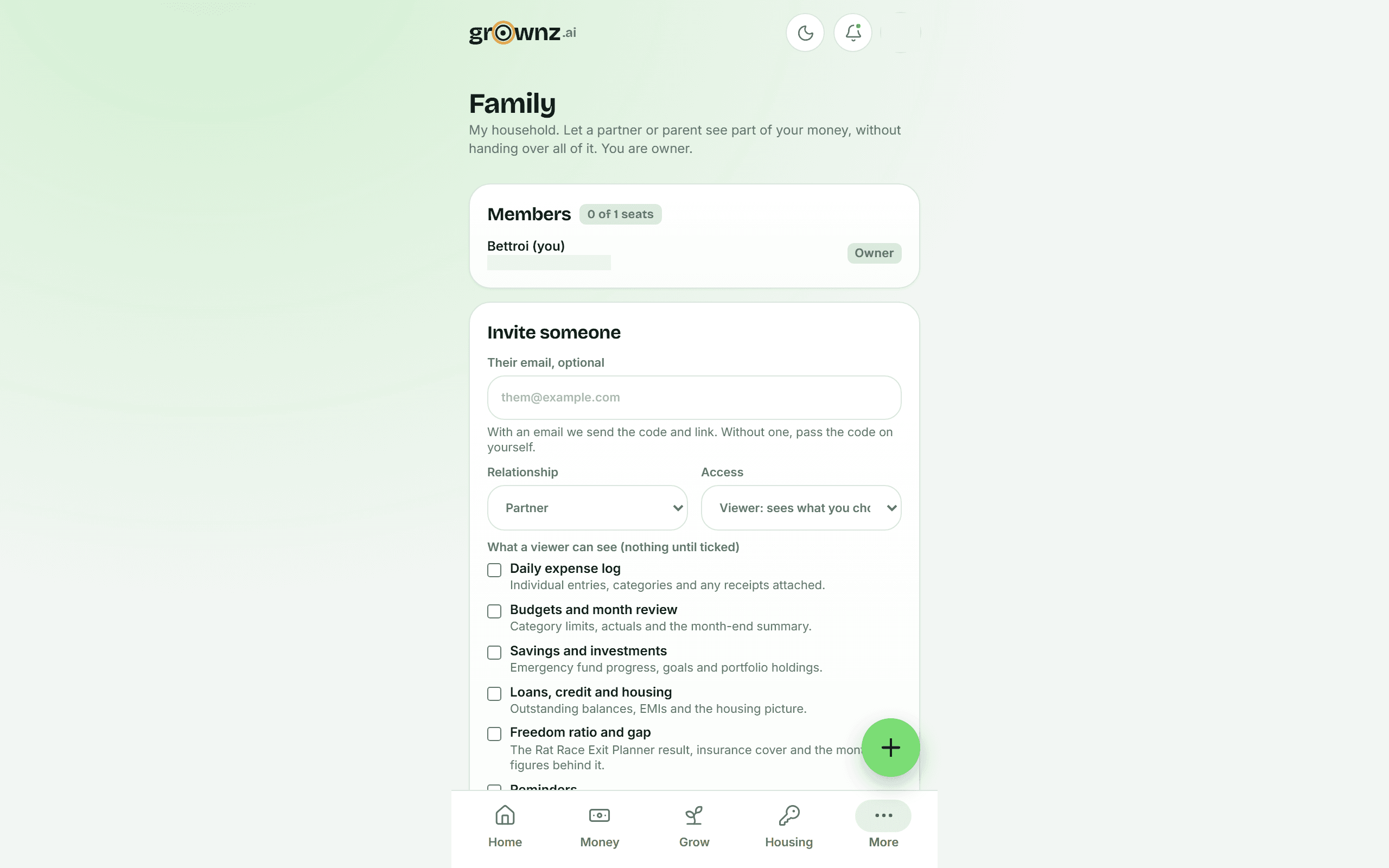 Family screen, browser